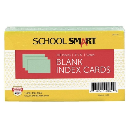 INDEX CARD 3X5 PLAIN GREEN PACK OF 100 PK